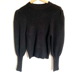 LEITH Women’s Black Bubble Sleeve Sweater Medium